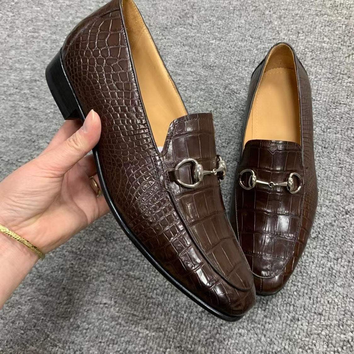 Men's Shoes Genuine Crocodile Alligator Skin Leather Handmade