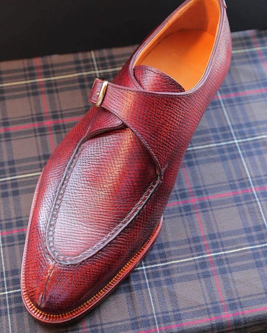 Italian Handmade Classic Genuine Leather Monk Shoes