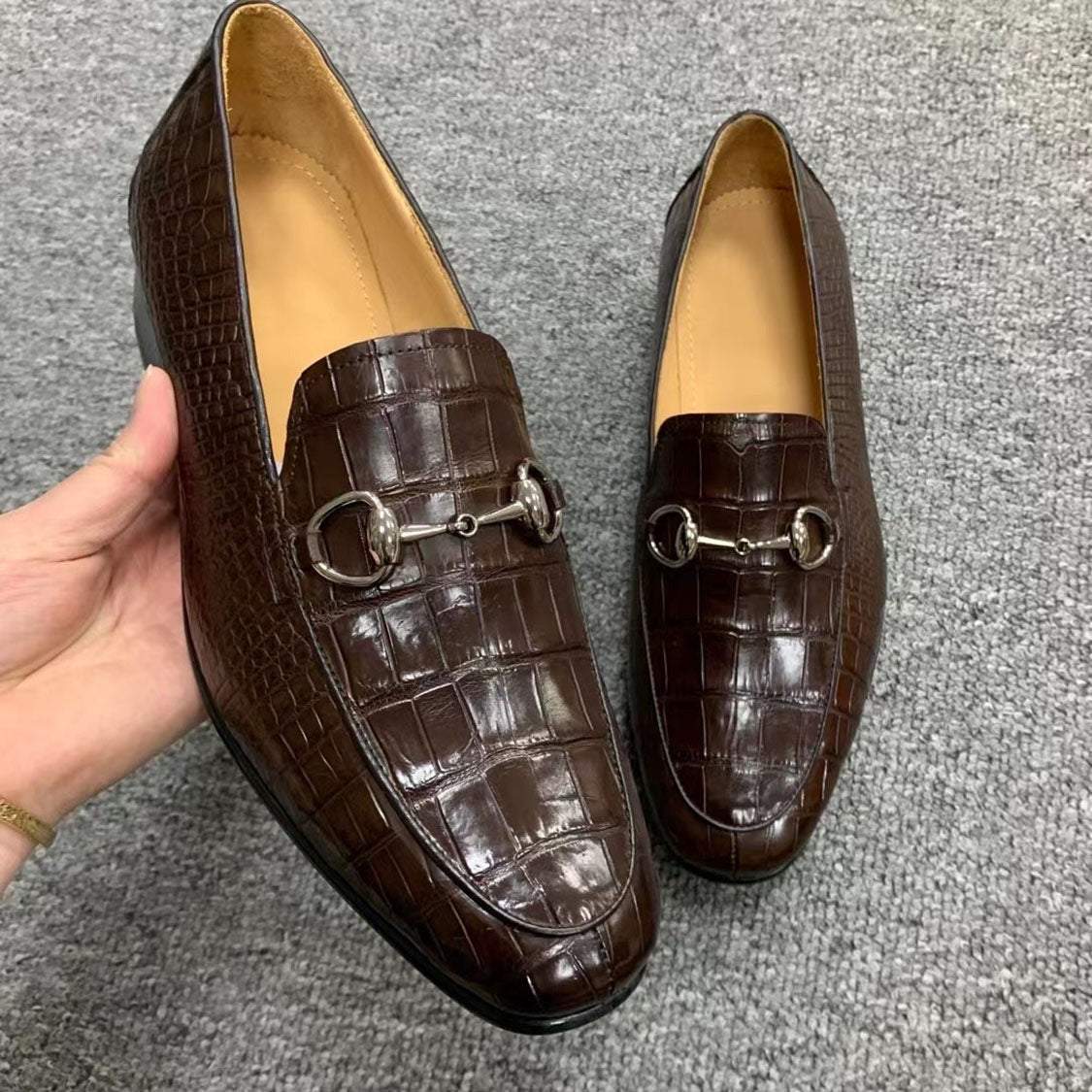 Men's Shoes Genuine Crocodile Alligator Skin Leather Handmade