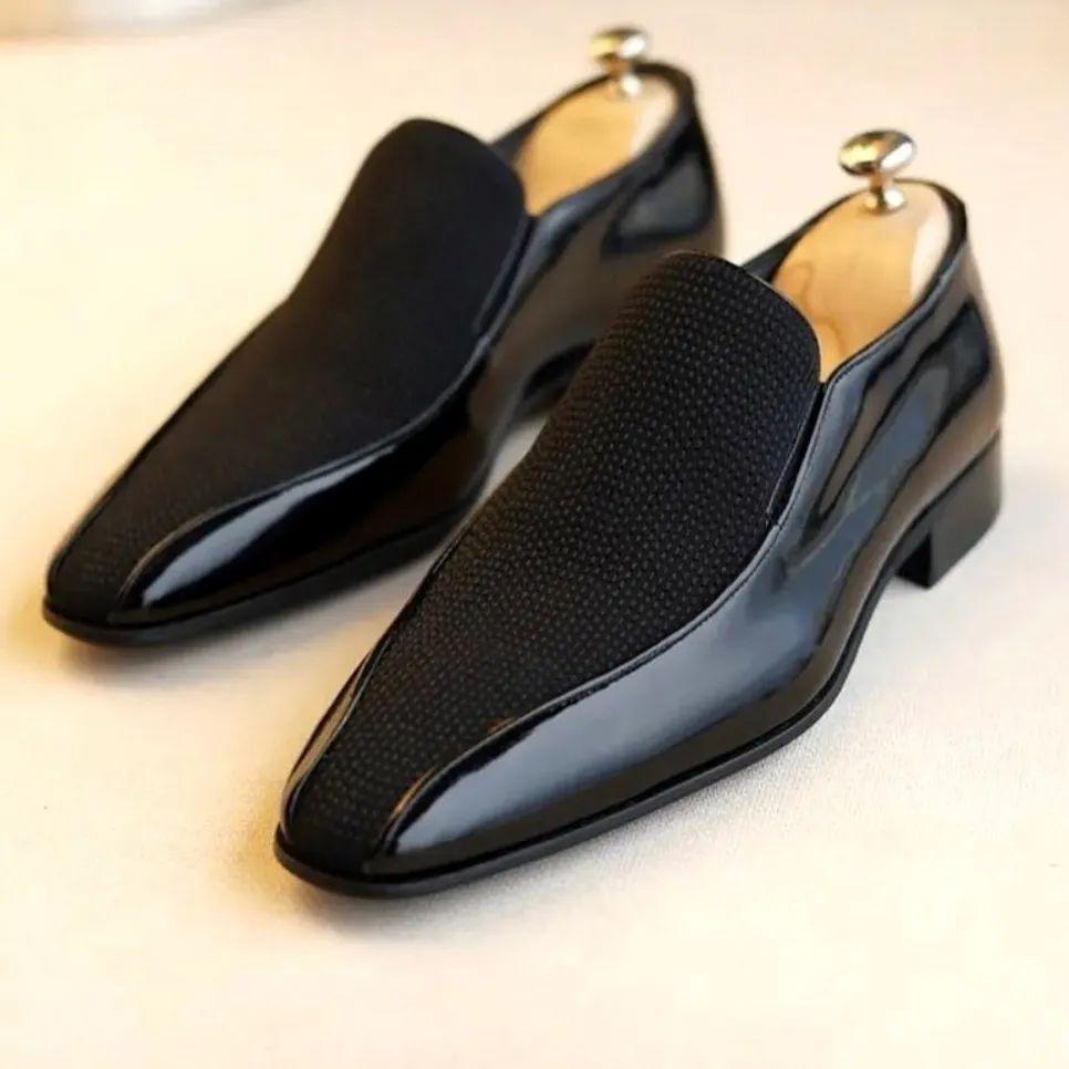 Men's  Black Italian Style Natural Leather Shoes