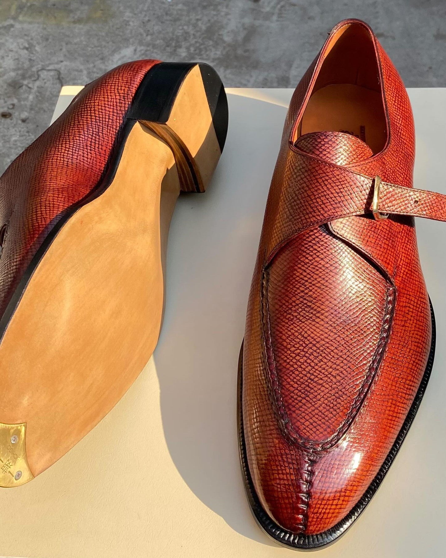 Italian Handmade Classic Genuine Leather Monk Shoes