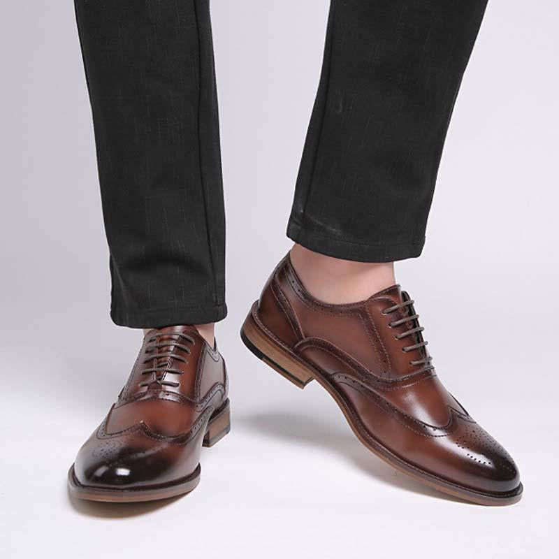 Men's Carved Leather Derby Shoes