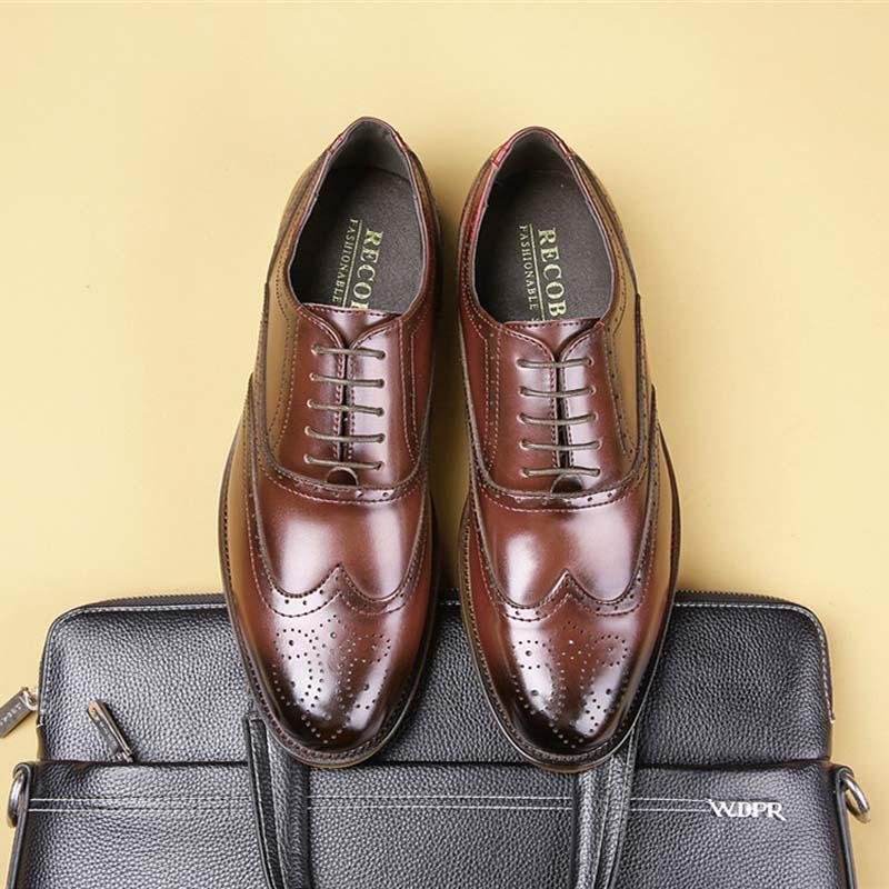 Men's Carved Leather Derby Shoes