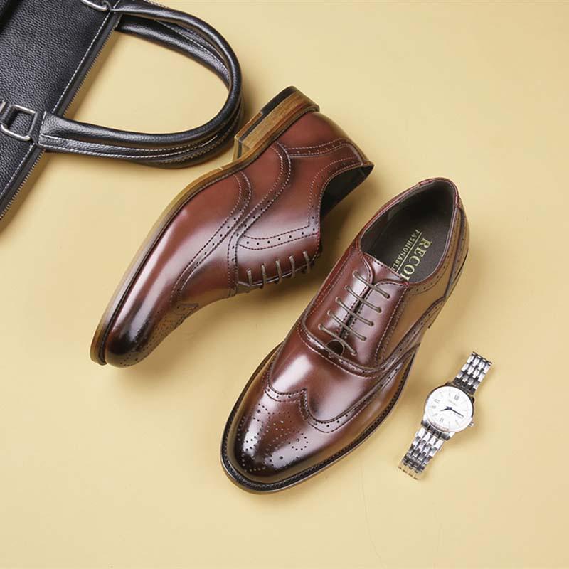 Men's Carved Leather Derby Shoes