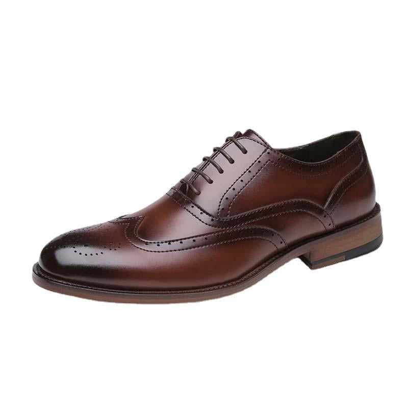 Men's Carved Leather Derby Shoes