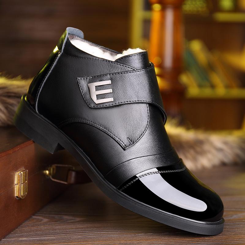 Velcro stitched leather business shoes