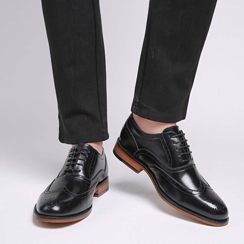 Men's Carved Leather Derby Shoes