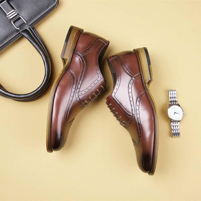 Men's Carved Leather Derby Shoes