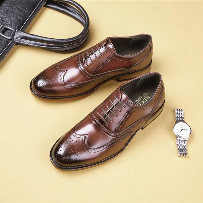 Men's Carved Leather Derby Shoes