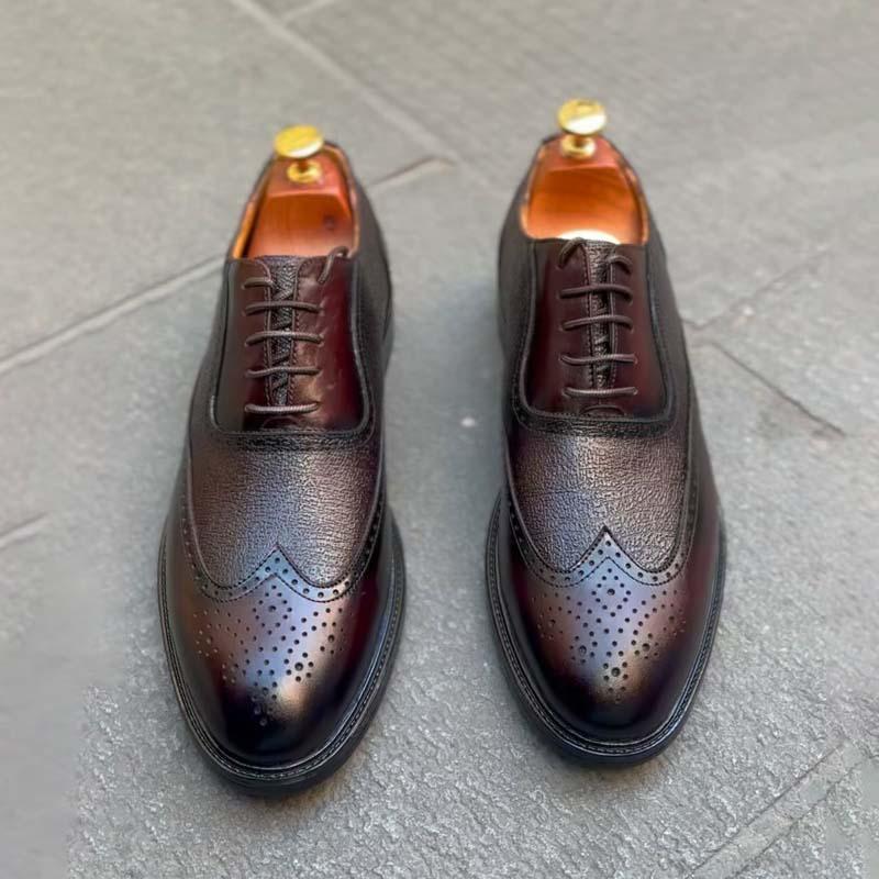 Men's Carved Leather Derby Shoes