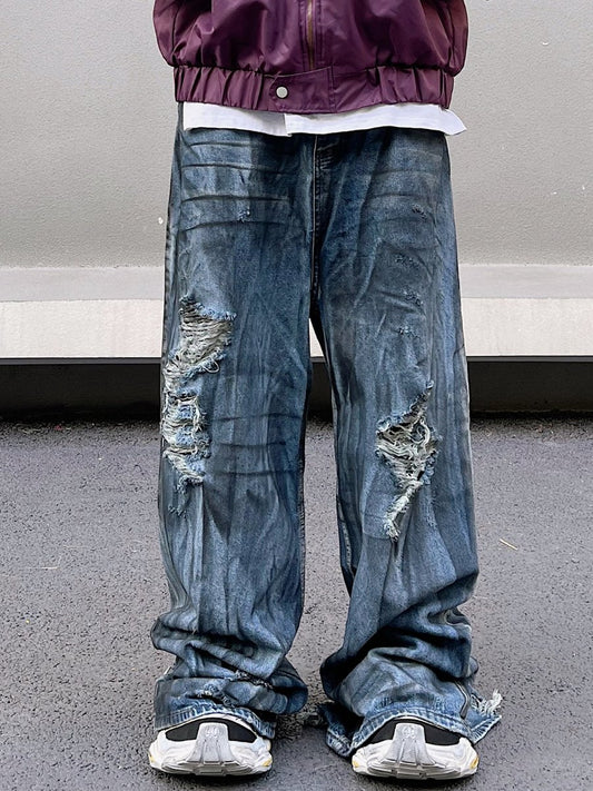 Men's High Ripped Silhouette Jeans